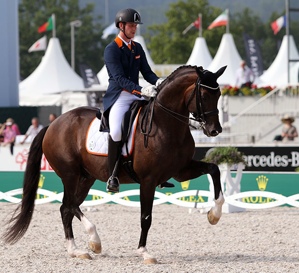 Diederik von Silfhout on Arlando in their European Chamionships Nations Cup ride. © 2015 Ken Braddick/dressage-news.com